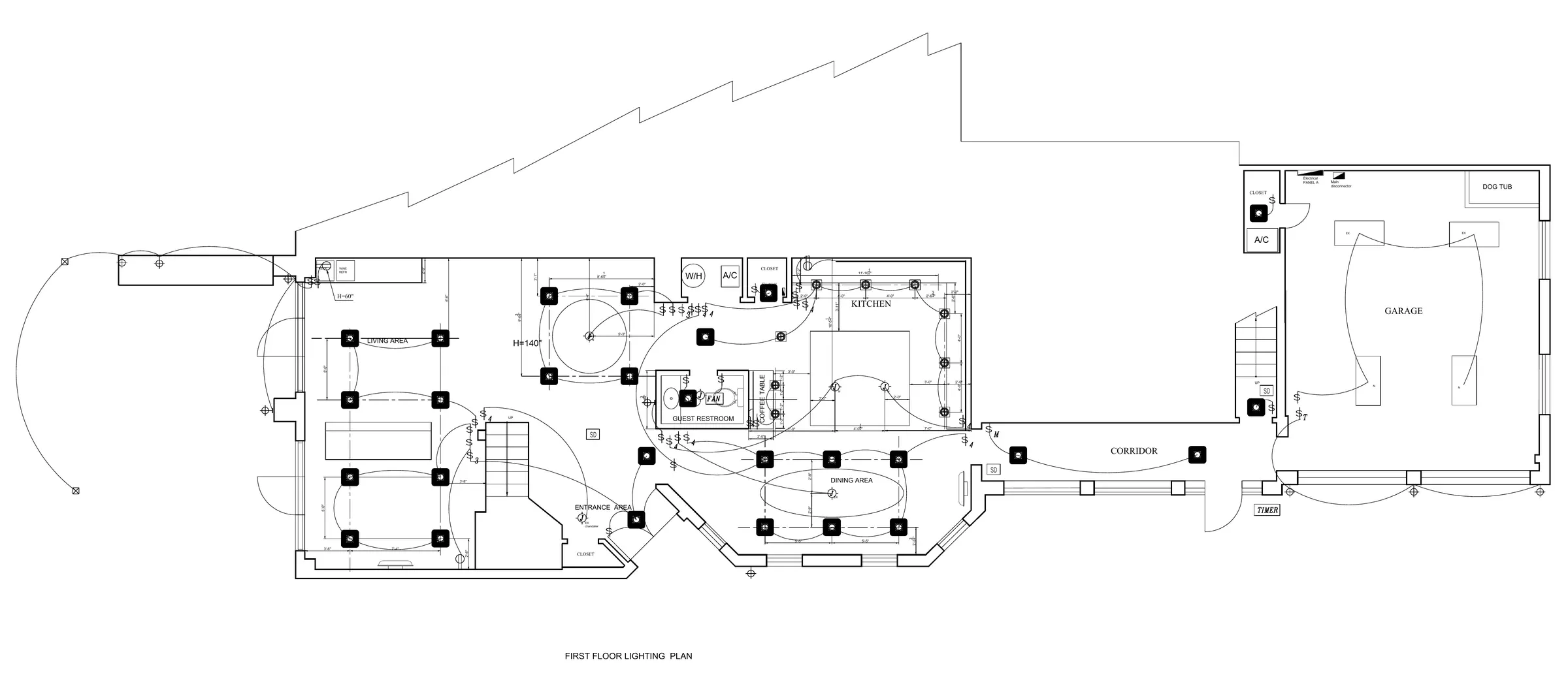 First-floor residential lighting plan